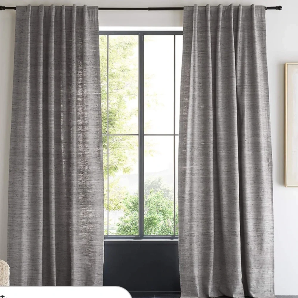 CRATE & BARREL TREVINO COTTON SILK BLEND LINED DRAPERY PANEL SET OF 2 - 52 x 108